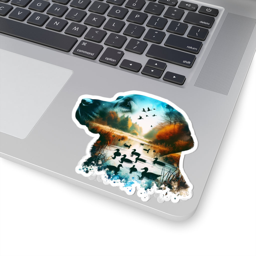 Labrador Silhouette Lake Scene Sticker