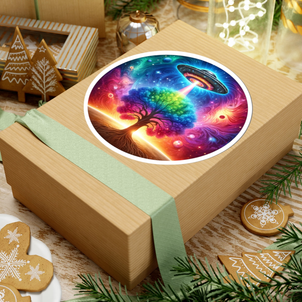 UFO Cosmic Tree Sticker