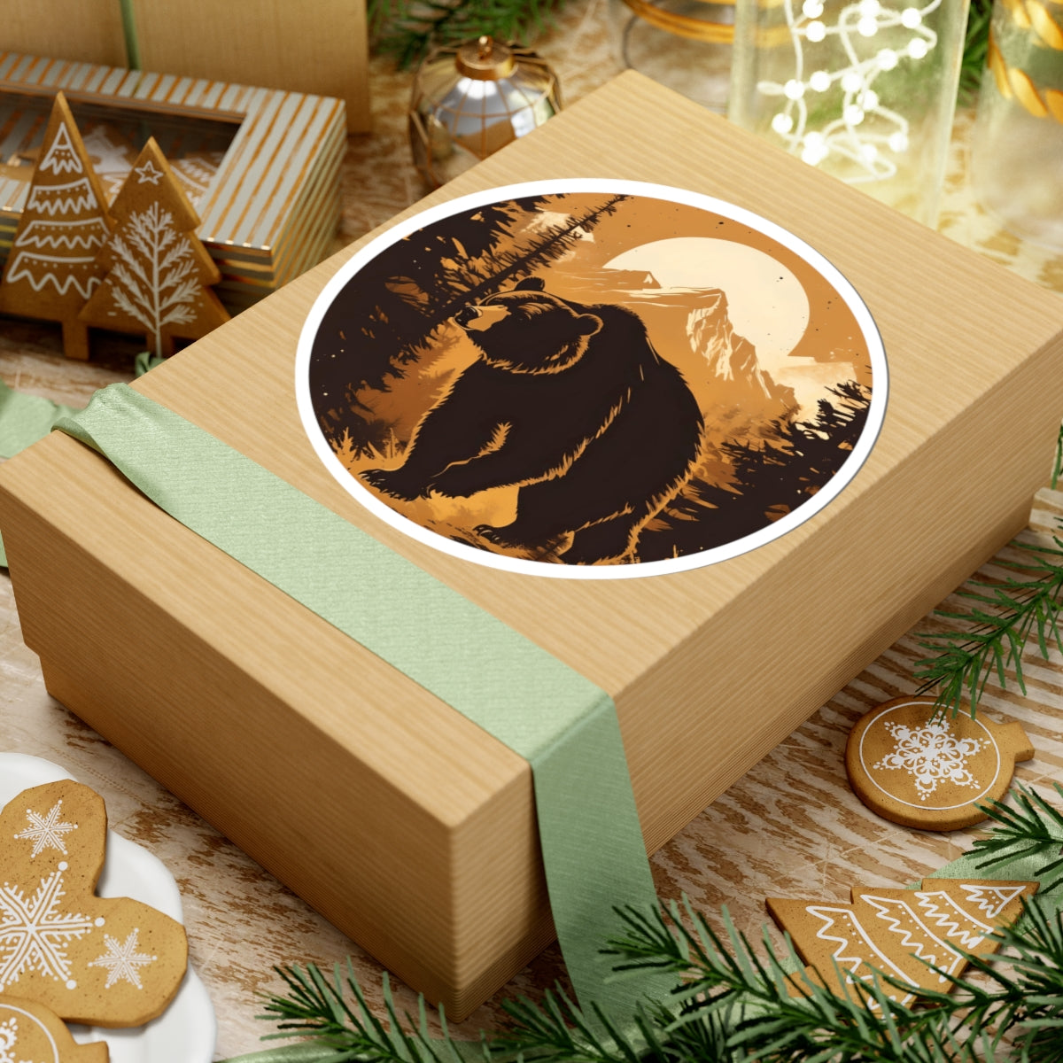 Grizzly Bear Mountain Sunset Sticker