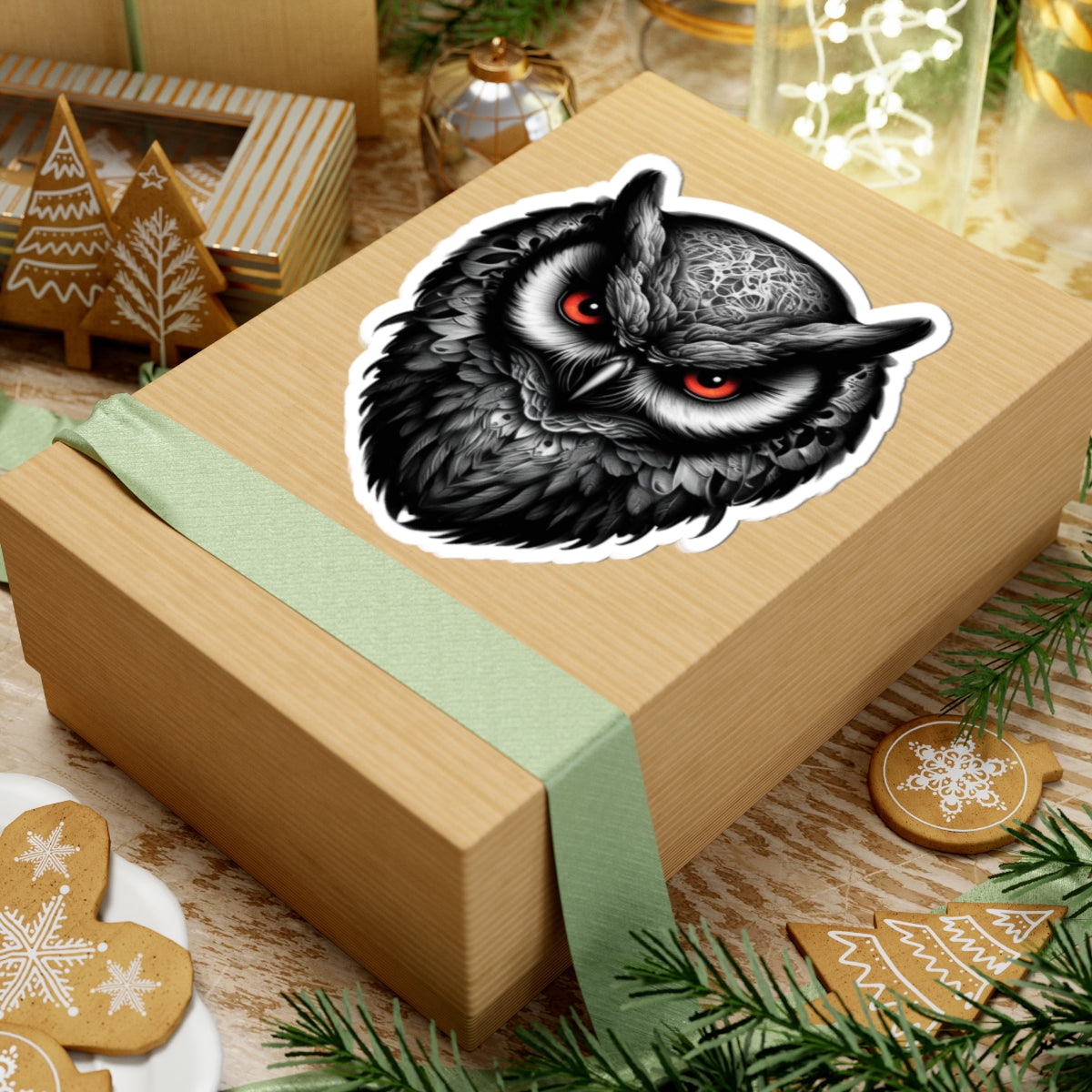 Gothic Red Eyed Owl Sticker