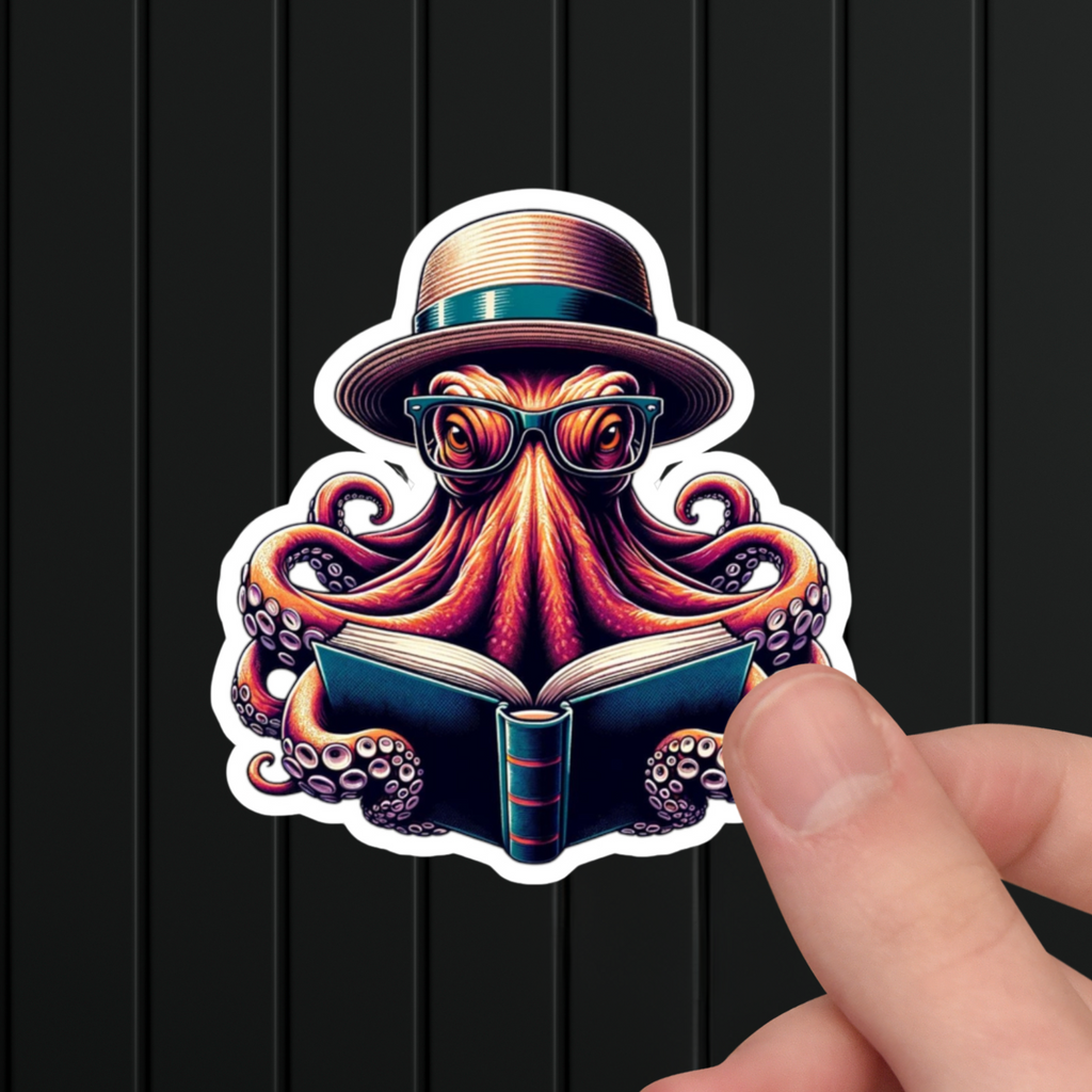 Bookish Octopus Reading Sticker