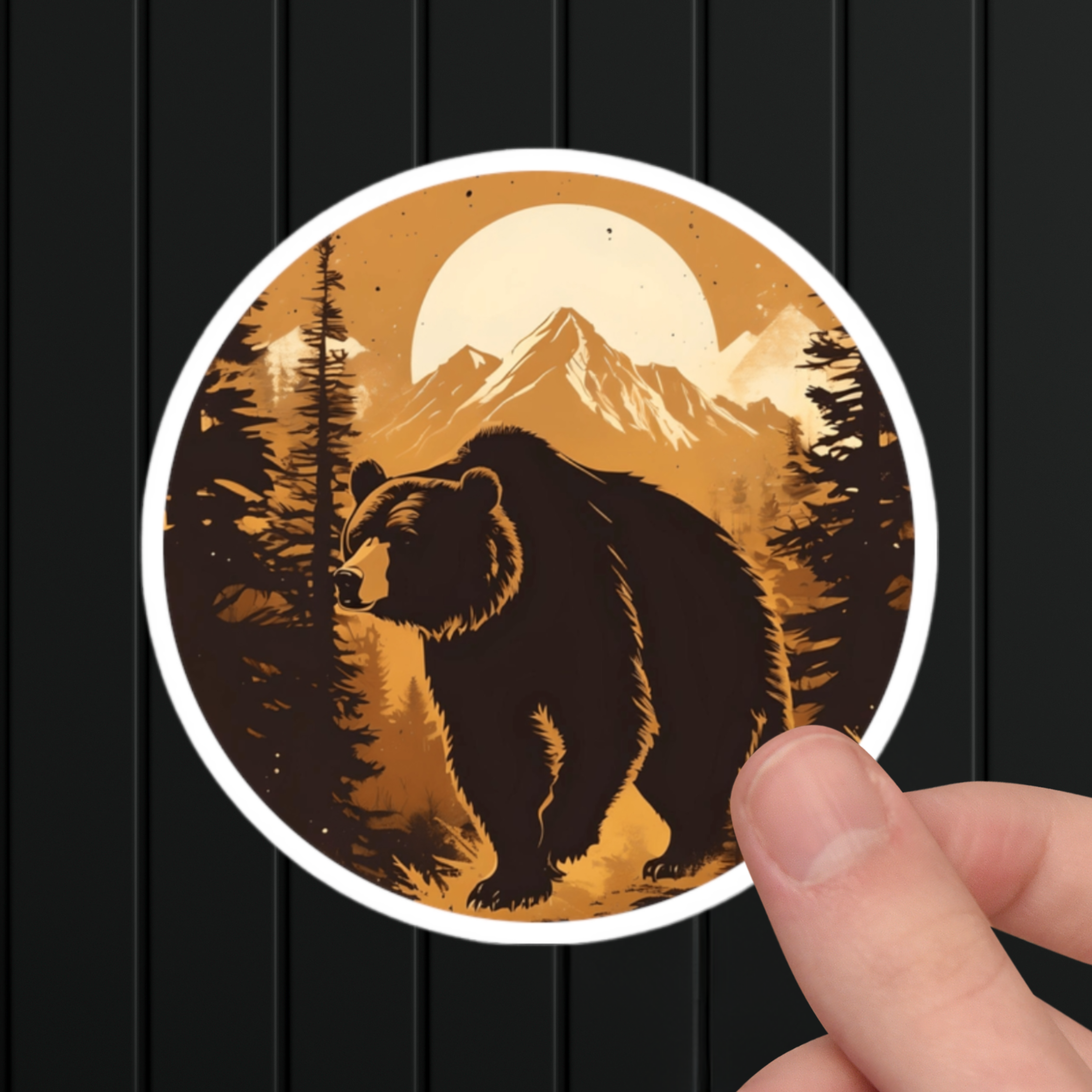 Grizzly Bear Mountain Sunset Sticker