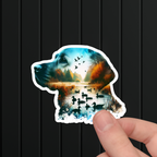 Labrador Silhouette Lake Scene Sticker