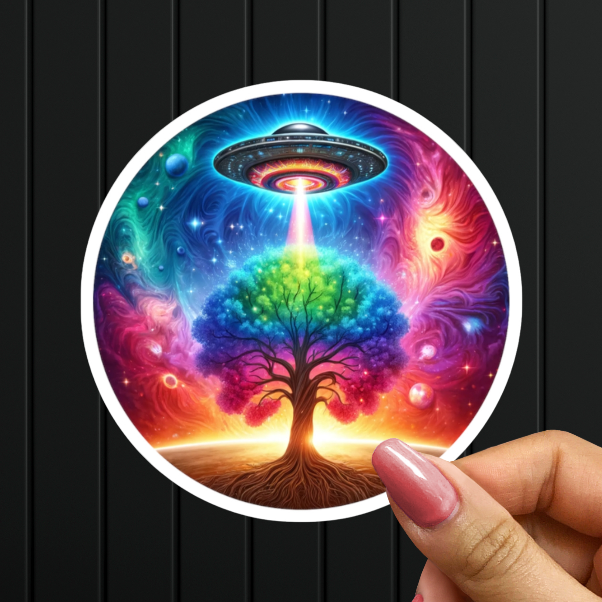 UFO Cosmic Tree Sticker