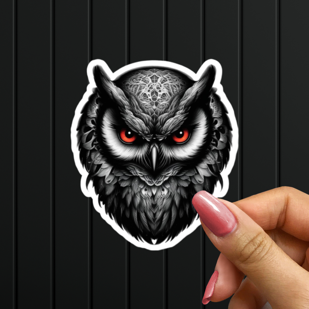 Gothic Red Eyed Owl Sticker