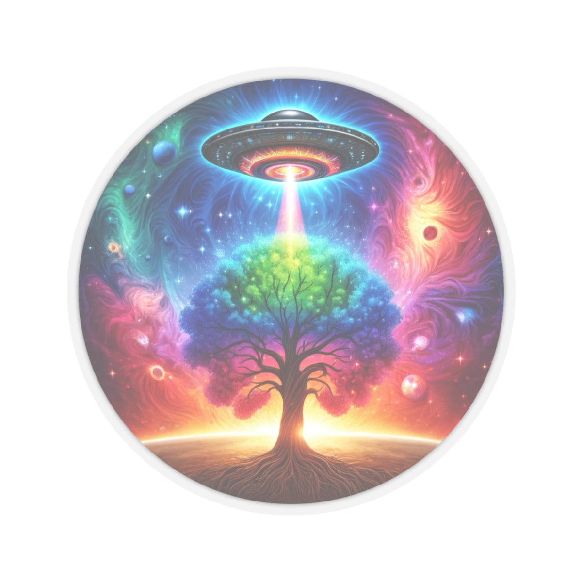 UFO Cosmic Tree Sticker