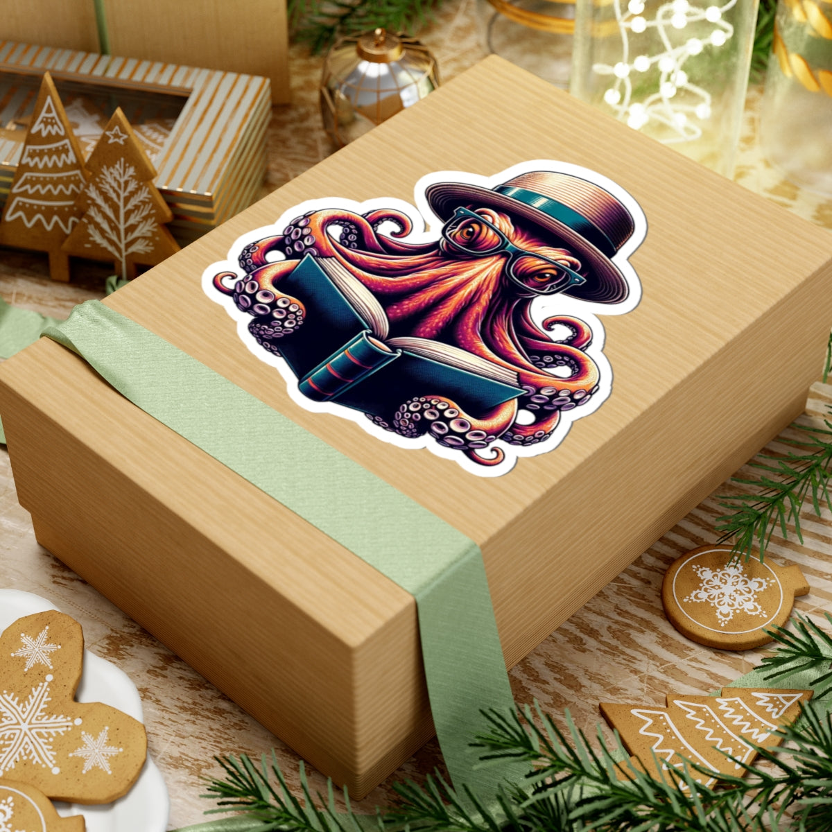 Bookish Octopus Reading Sticker