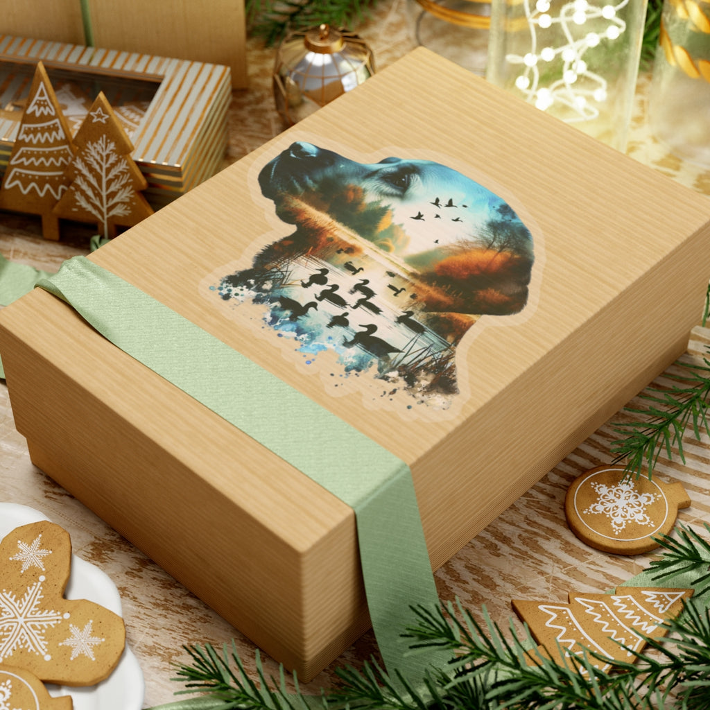 Labrador Silhouette Lake Scene Sticker