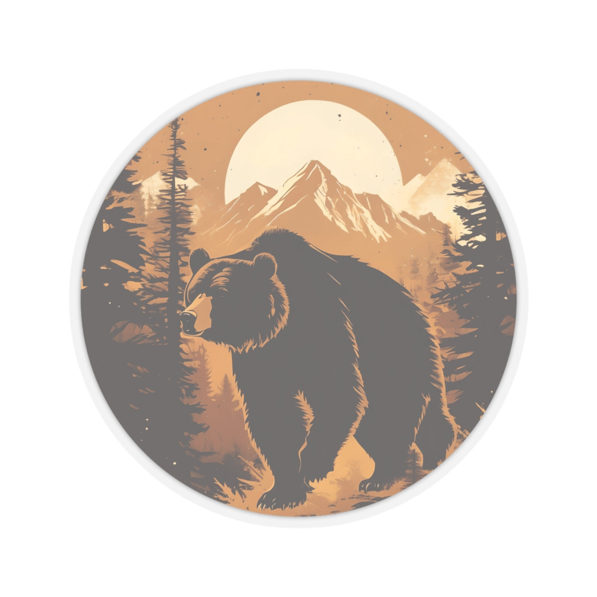 Grizzly Bear Mountain Sunset Sticker
