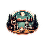 Bigfoot And Alien Campfire Sticker